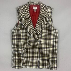 Chico’s Houndstooth Vest Size 12 Black Cream Checked Tweed Classiccore Layering
